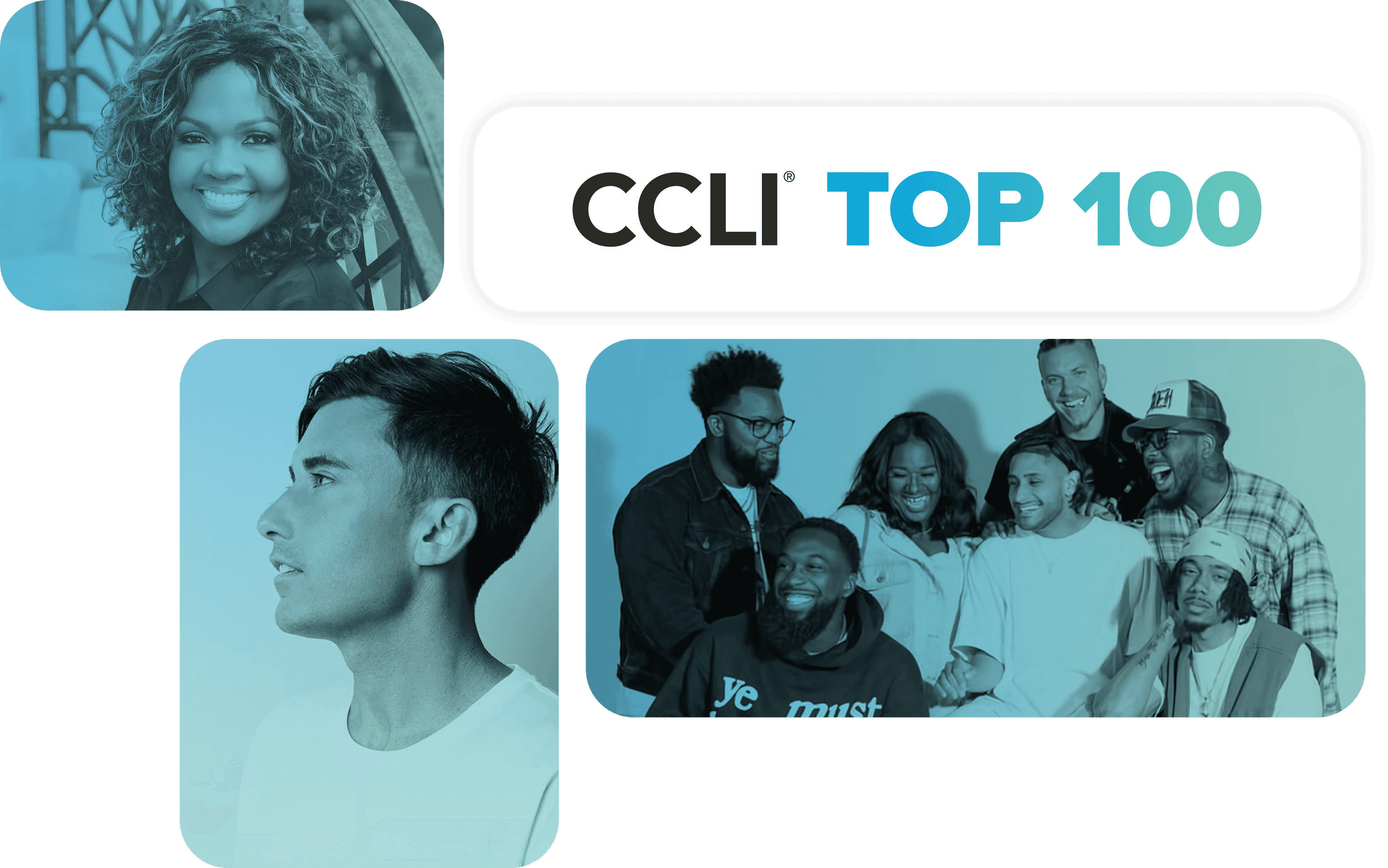 Graphic of CCLI Top 100 with a variety of artists