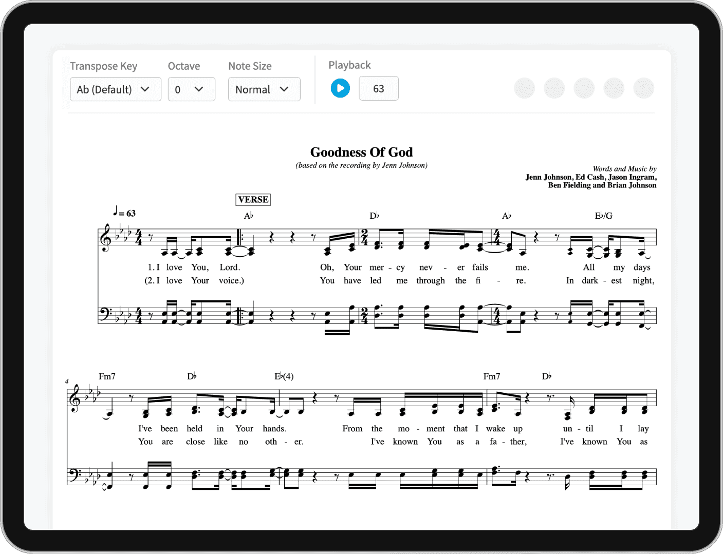 SongSelect Vocal Sheet View